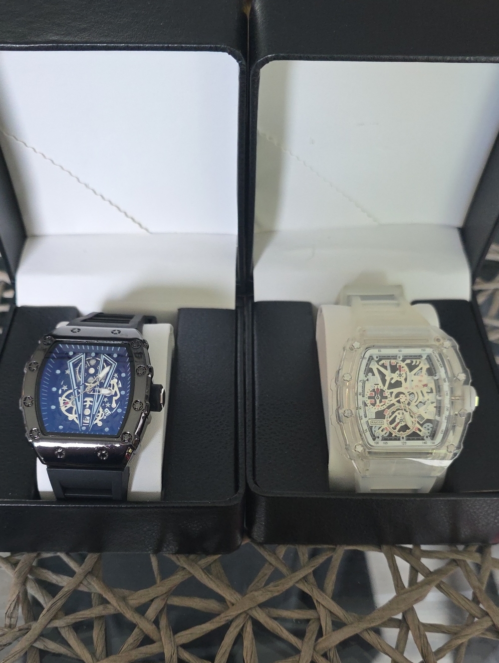 279. Pair of Skeleton Dial Watches — Black & Clear